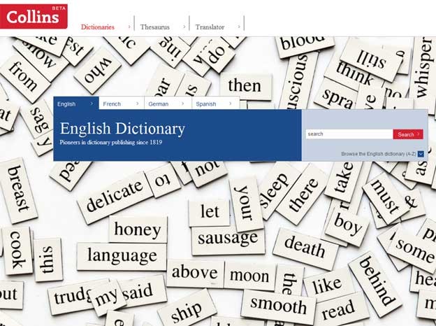 Collinsov rječnik dostupan na internetu