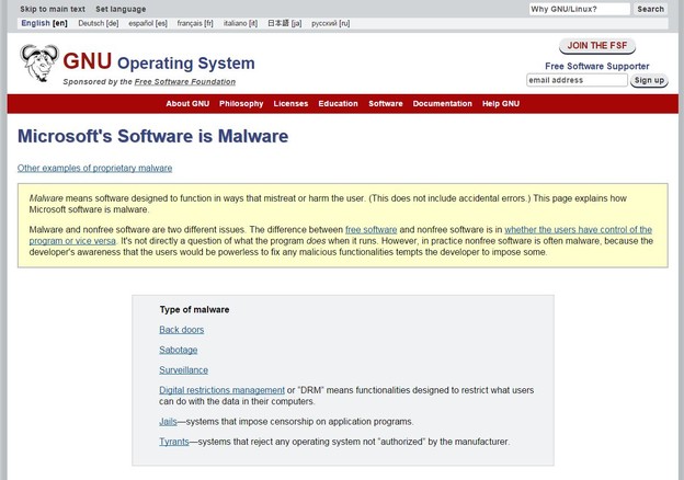 GNU.org kaže da je Microsoftov softver malware GNU.org kaže da je Microsoftov softver malware